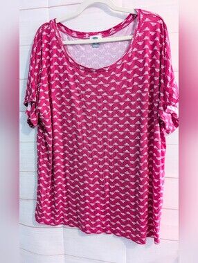 Old Navy Fuchsia Pink Geometric Scoop Neck Short Sleeve Plus Size Top XXL
